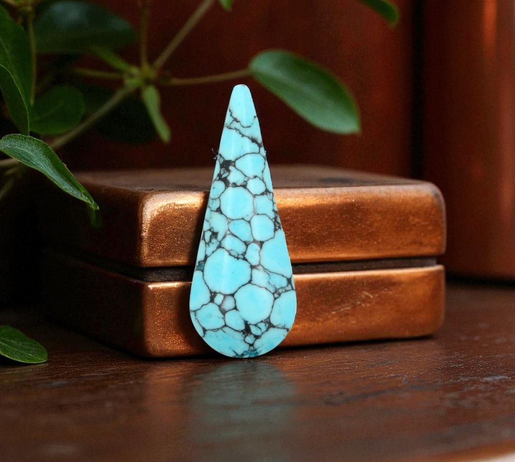 Spiderweb Turquoise hand cut Cabochon