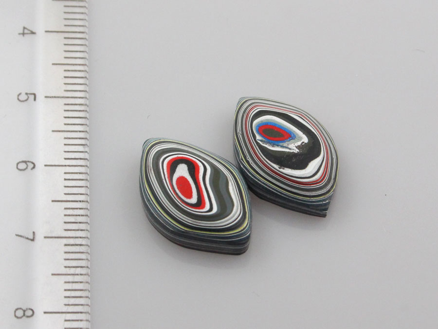 Fordite Jeep Pair of cabochons