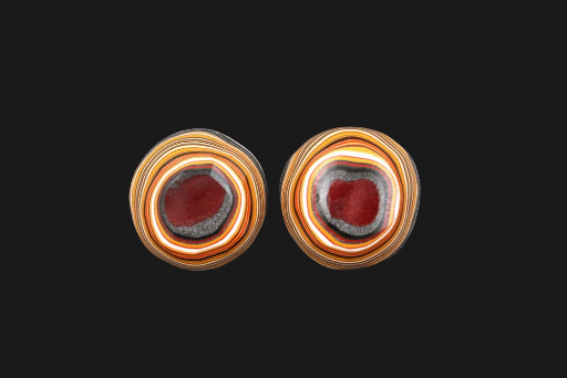Collectors Rare Colourway Fordite Pair of cabochons