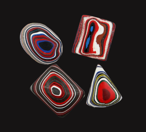 Set of 4 Fordite Ring cabochons
