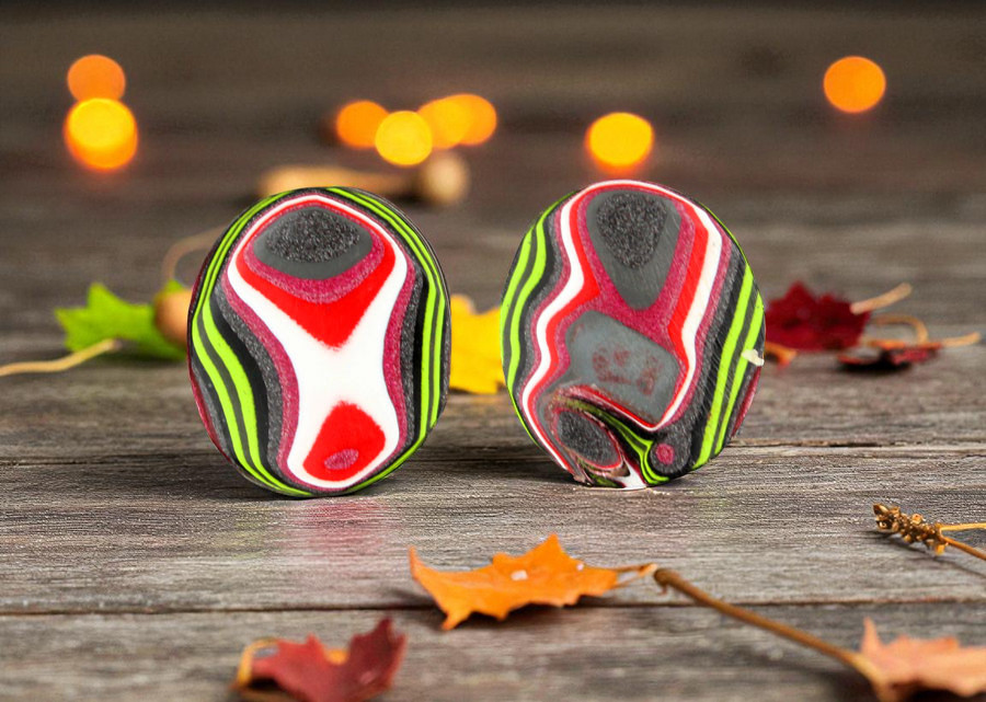Fordite Pair of cabochons