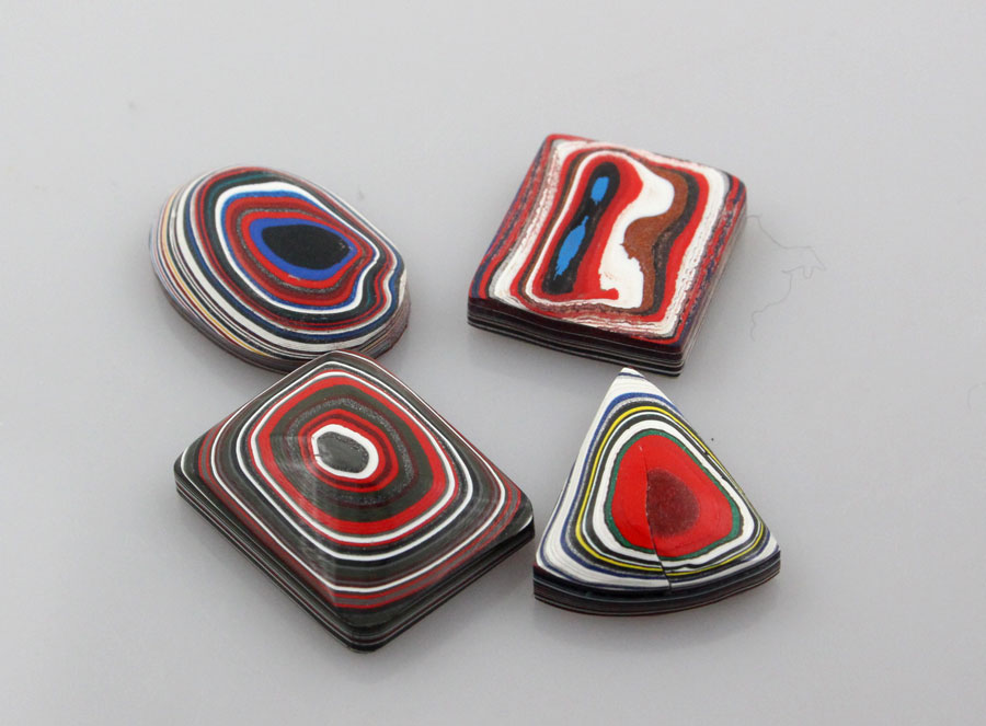 Set of 4 Fordite Ring cabochons