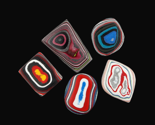Set of 5 Fordite Ring cabochons