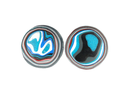Jeep Metallic Blue Fordite Pair of cabochons