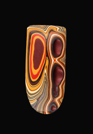 Hand Cut Rare Orange and Metallic Grey Sculpted top Jeep fordite