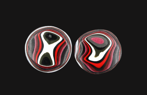 Metallic pink and grey rare colourway Jeep Fordite Pair of cabochons