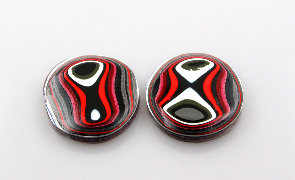 Metallic pink and grey rare colourway Jeep Fordite Pair of cabochons