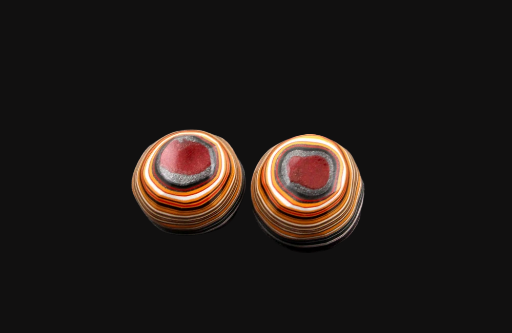 Collectors Rare Colourway Fordite Pair of cabochons