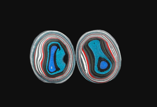  Fordite Jeep Pair of cabochons