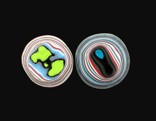 Bold Fordite Pair of cabochons