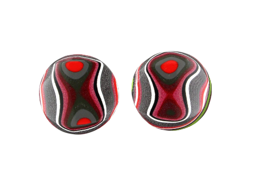 Metallic pink and grey rare colourway Jeep Fordite Pair of cabochons