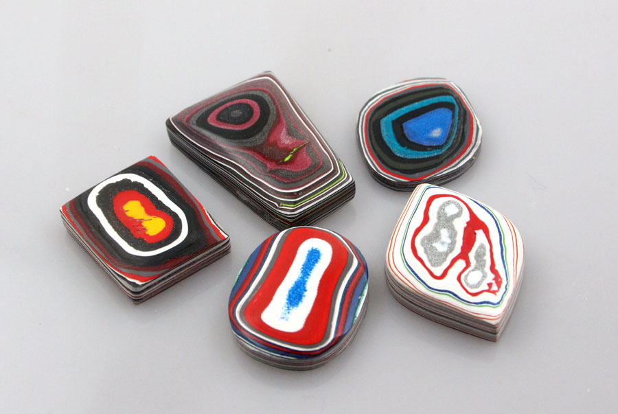 Set of 5 Fordite Ring cabochons