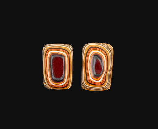 Rare Colourway Fordite Pair of cabochons