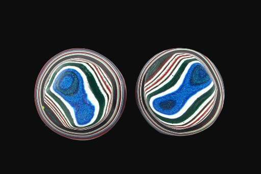 Racing green and metallic kenworth Blue Fordite Pair of cabochons