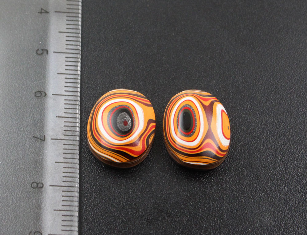 Collectors Rare Colourway Fordite Pair of cabochons