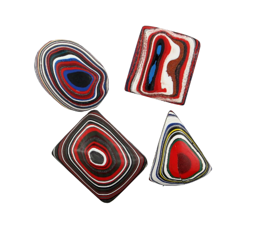 Set of 4 Fordite Ring cabochons