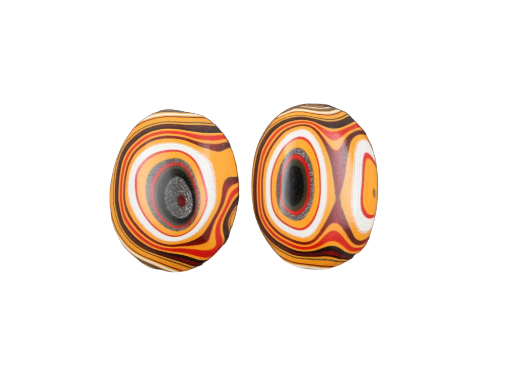 Collectors Rare Colourway Fordite Pair of cabochons