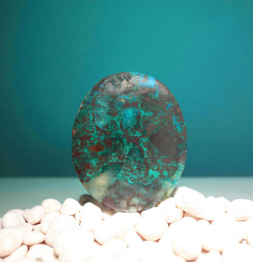 Hand Cut Parrots Wing Chrysocolla Cabochon
