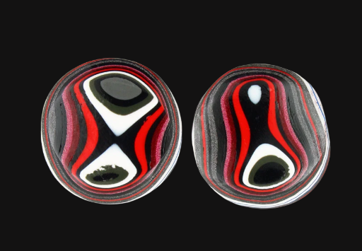 Metallic pink and grey rare colourway Jeep Fordite Pair of cabochons