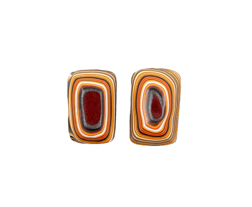 Rare Colourway Fordite Pair of cabochons