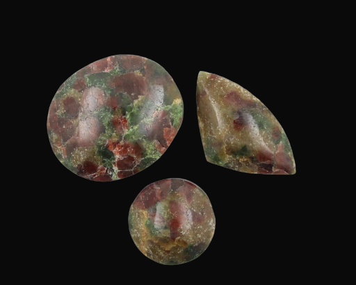 Sale bundle set of three hand cut Ruby In garnett cabochon's