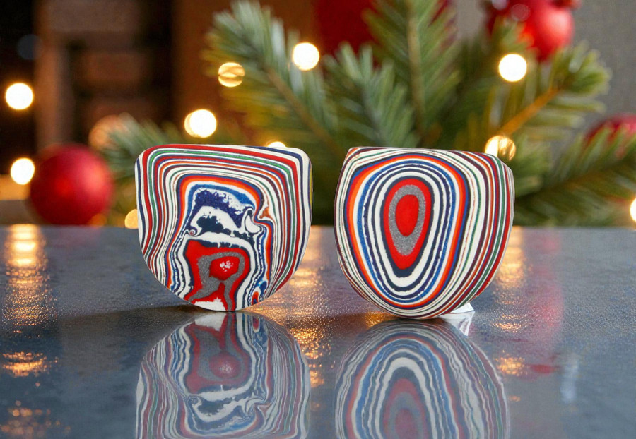 Fordite kenworth Pair of cabochons
