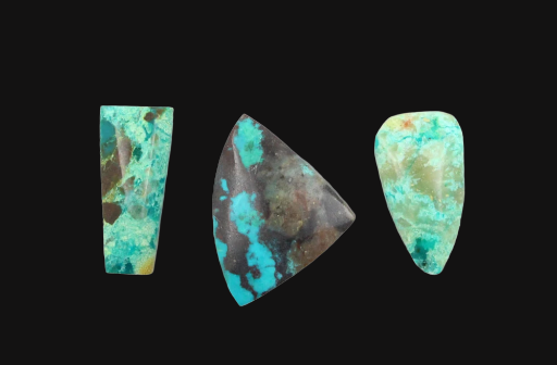 Hand Cut Chrysocolla 3 small acent cabochons set of 3