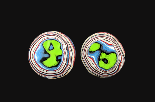 Funky Lime Green  kenworth Fordite Pair of cabochons