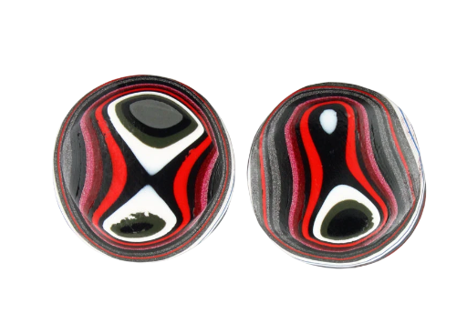 Metallic pink and grey rare colourway Jeep Fordite Pair of cabochons