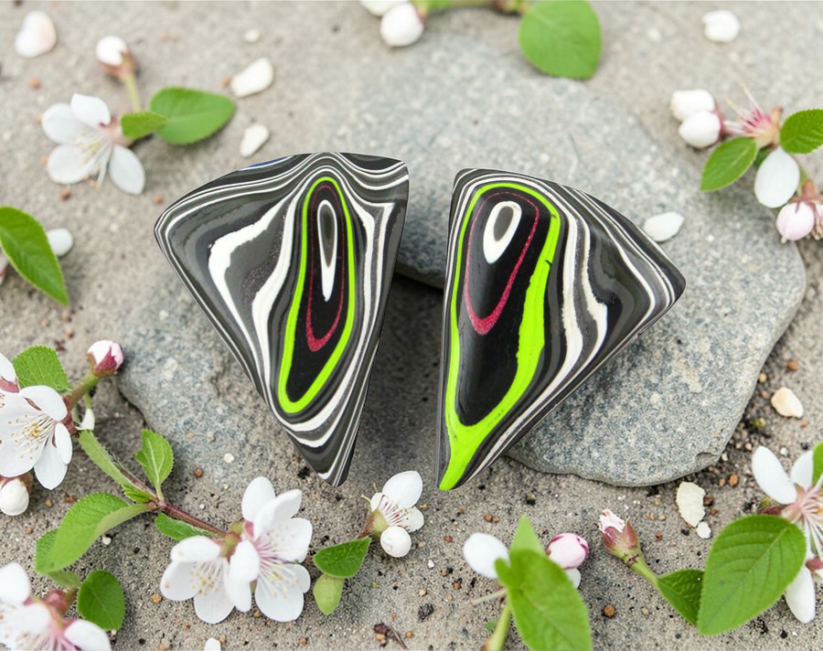  Fordite Jeep Pair of cabochons