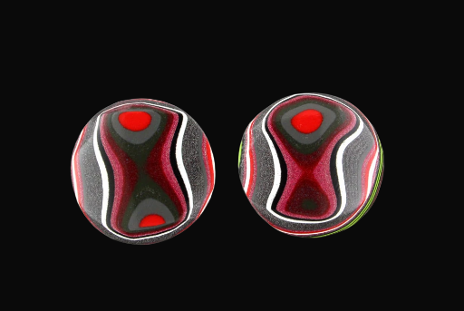 Metallic pink and grey rare colourway Jeep Fordite Pair of cabochons