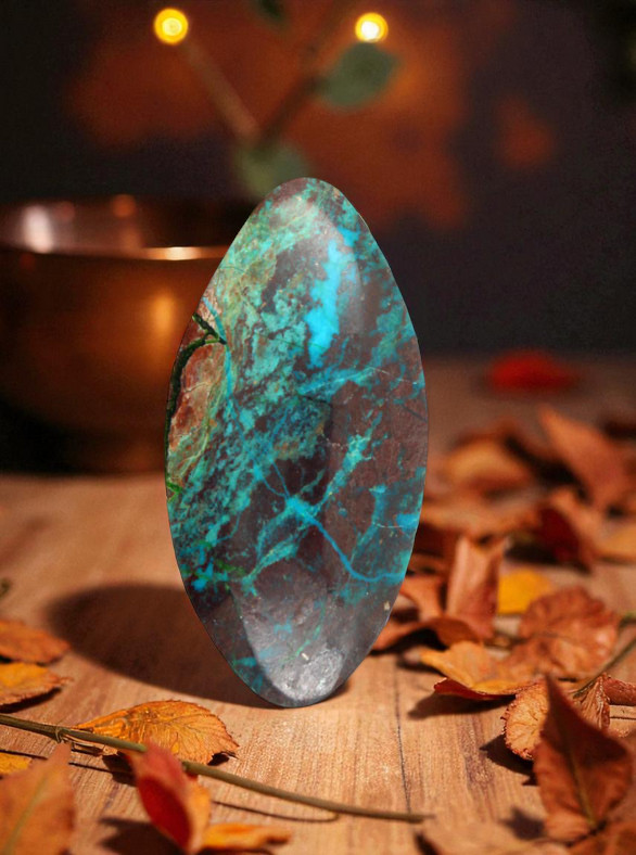 Hand Cut Parrots Wing Chrysocolla Cabochon