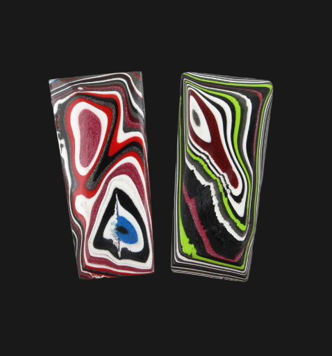 Large Fordite Jeep Pair of cabochons