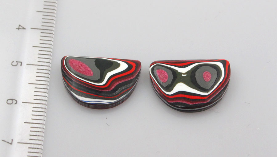 Fordite Jeep Pair of cabochons