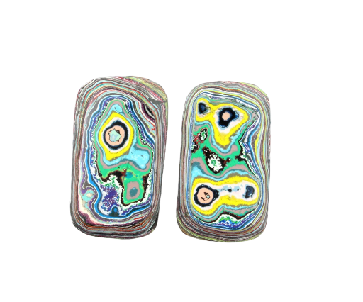 Graffiti Fordite Cabochon Pair