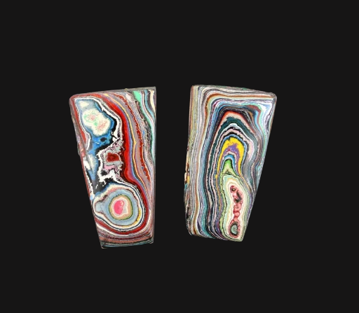 Graffiti Fordite Cabochon Pair