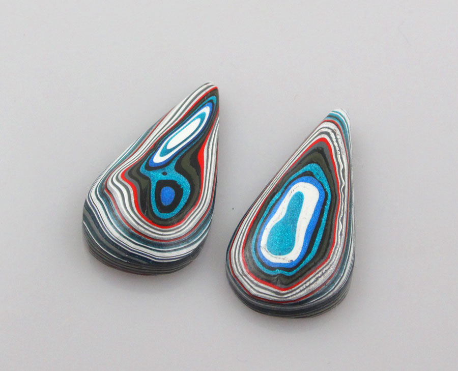  Fordite Jeep Pair of cabochons