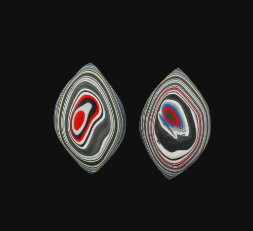 Fordite Jeep Pair of cabochons