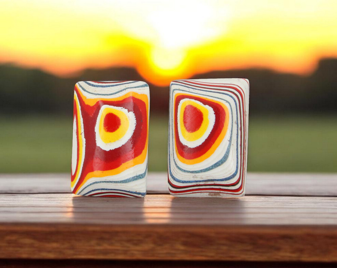  Fordite Jeep Pair of cabochons