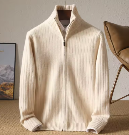Men's Ribbed Zip-Up Sweater