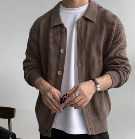Men's Brown Knit Cardigan