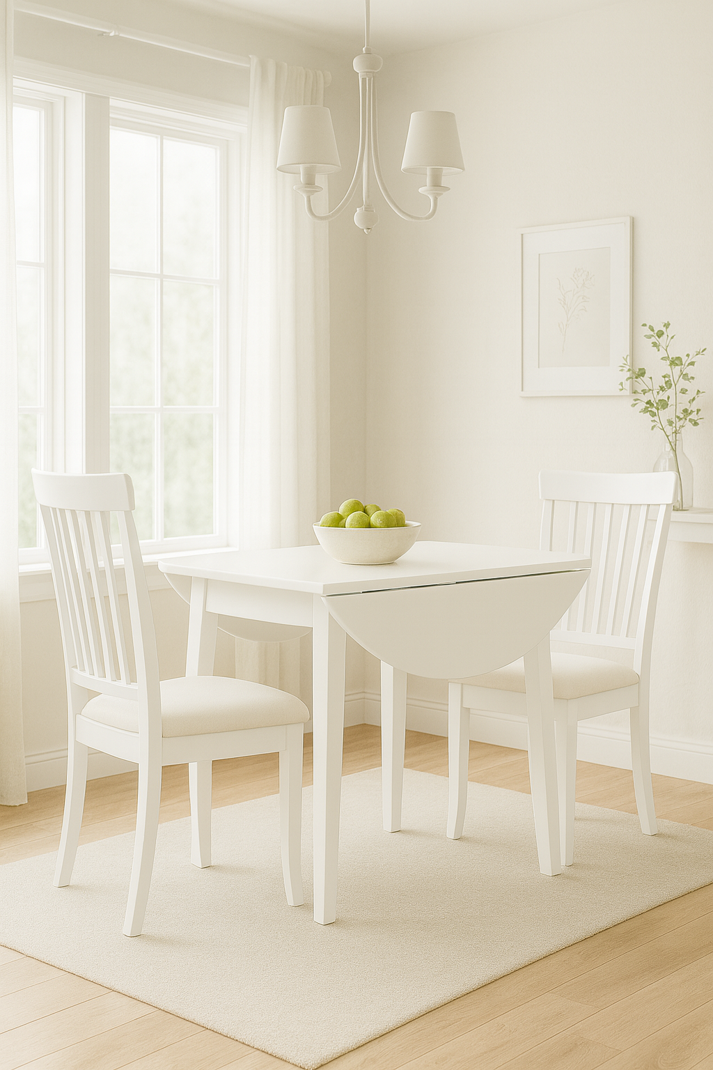 Jasper 3Pc Drop-Leaf Dining Set with Ivory Seat
