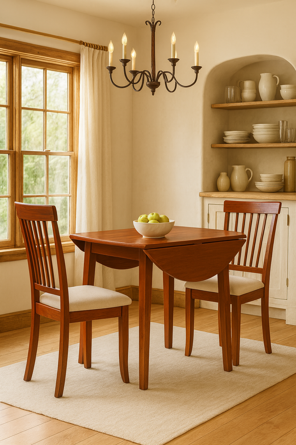 Jasper 3Pc Drop-Leaf Dining Set with Ivory Seat