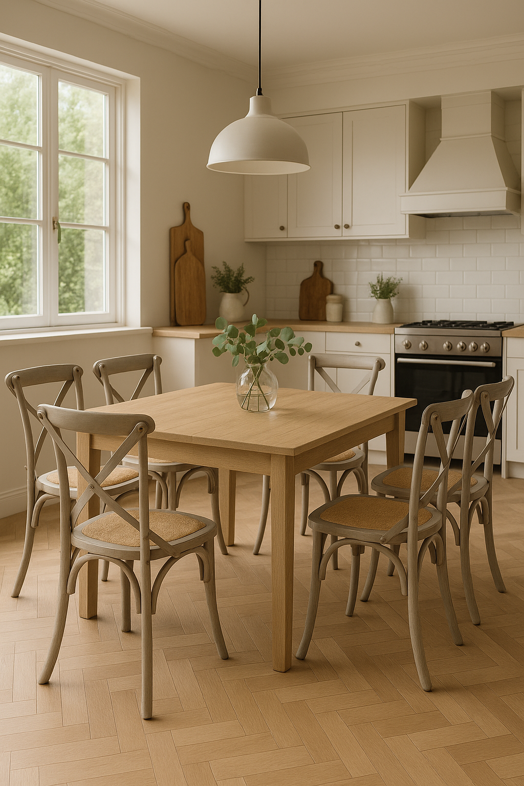 Steele Cross Back Dining Chairs Rattan Seat
