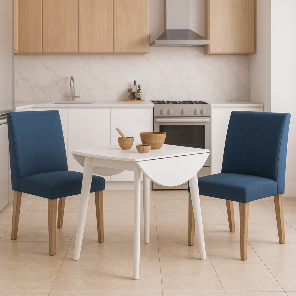 Hugo 3Pc Drop-Leaf Dining Set with Blue Seat