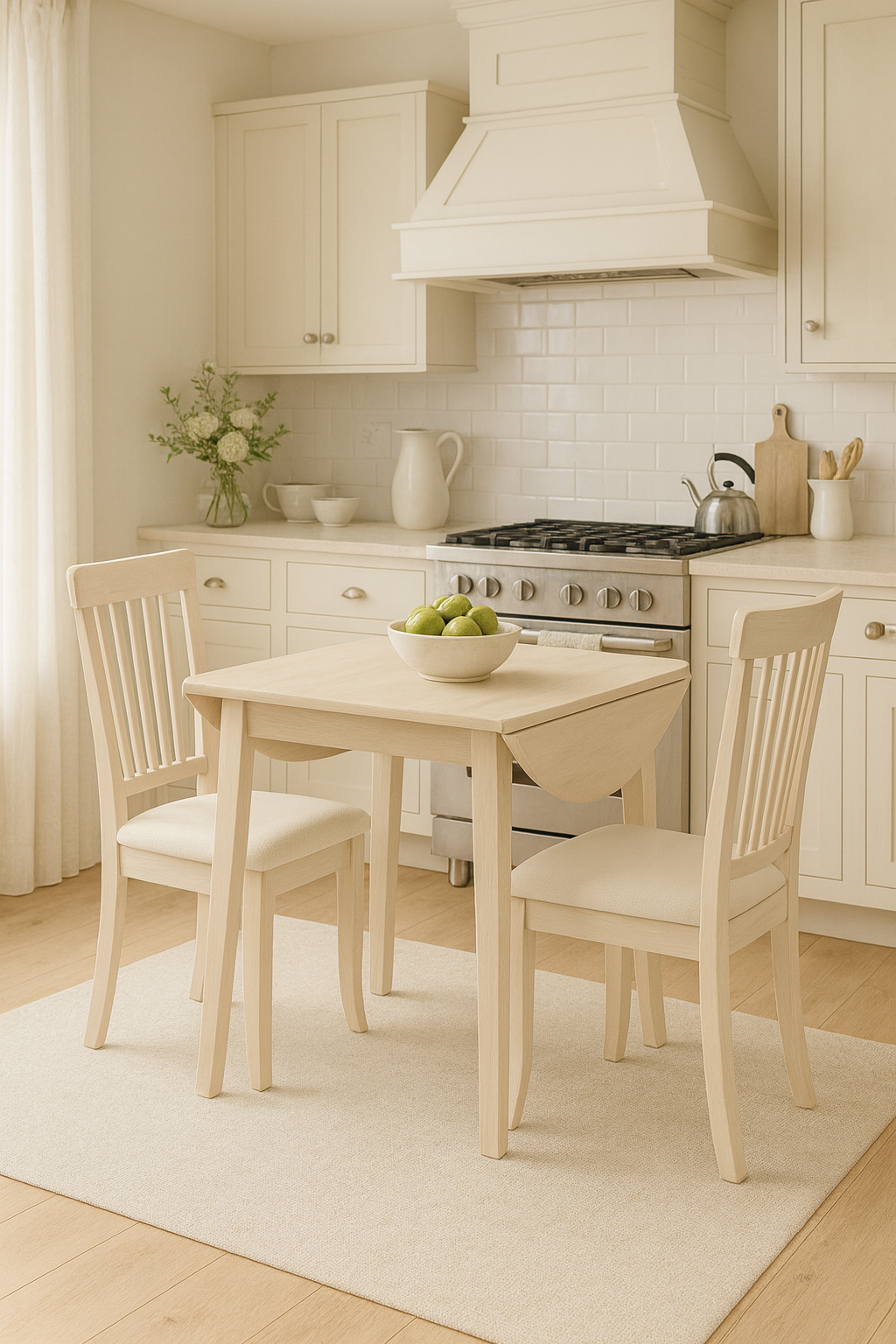Jasper 3Pc Drop-Leaf Dining Set with Ivory Seat