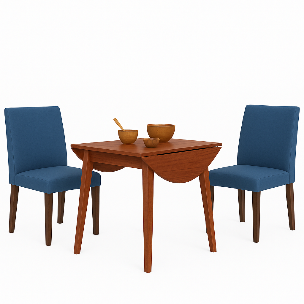 Hugo 3Pc Drop-Leaf Dining Set with Blue Seat