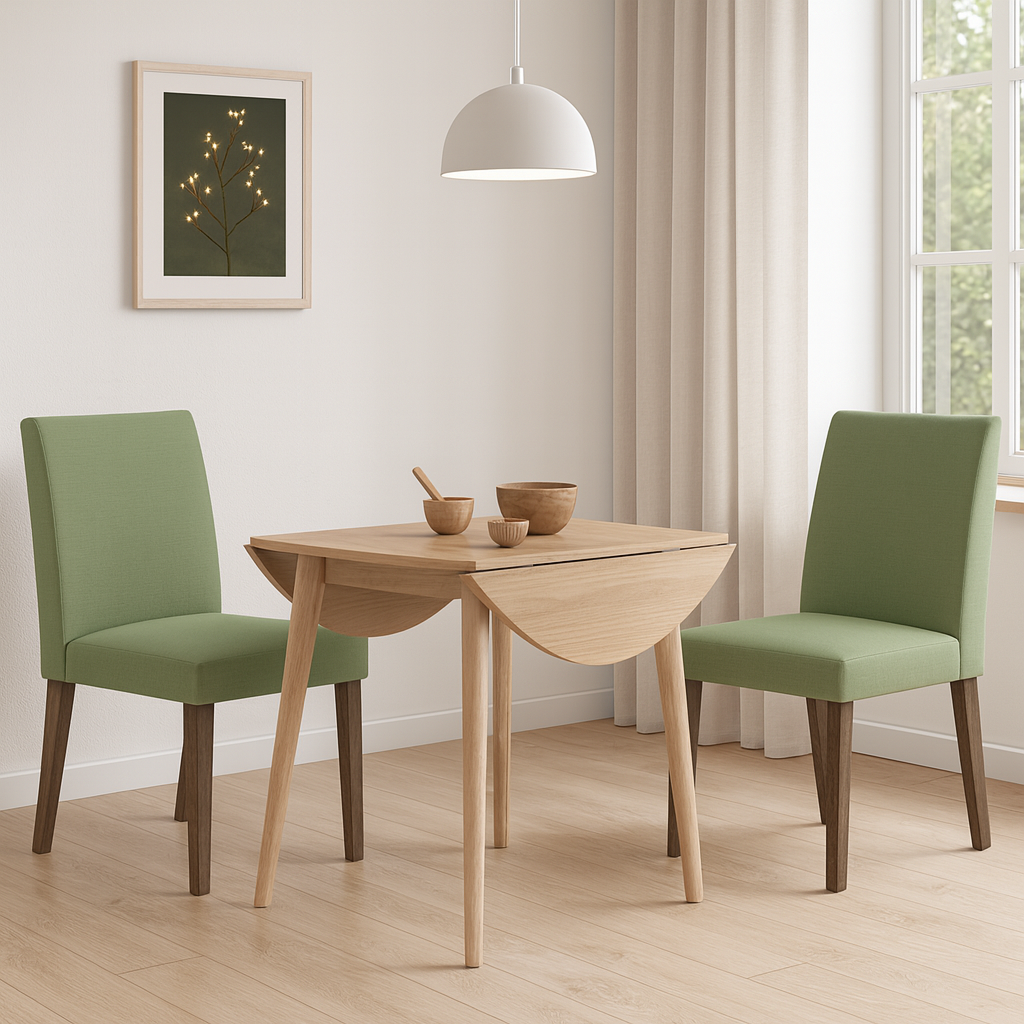 Hugo 3Pc Drop-Leaf Dining Set with Green Seat