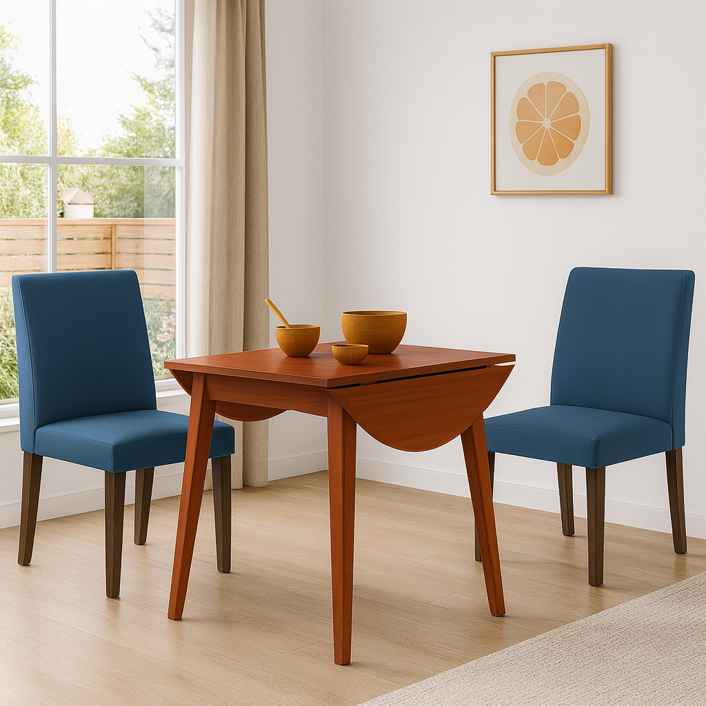 Hugo 3Pc Drop-Leaf Dining Set with Blue Seat