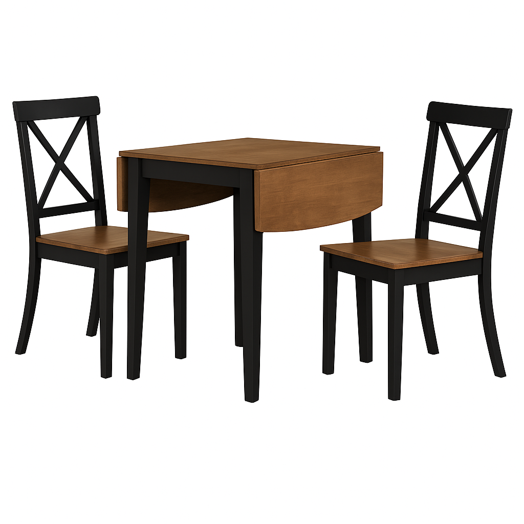 Briar 3Pc Drop-Leaf Dining Table Set With Cross Back Dining Chairs